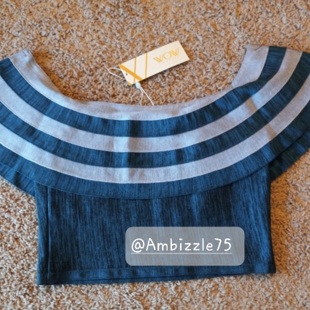 WoW Couture Bodycon Bandage Style Off Shoulder Crop Top - Picture 2 of 7